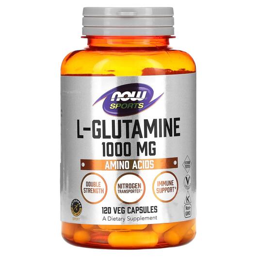 Основне фото товара NOW, L-Glutamine Double Strength, L-Глутамін, 120 капсул