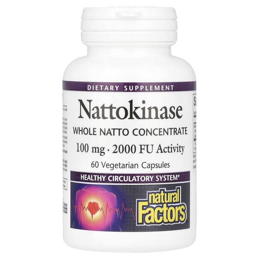 Основне фото товара Natural Factors, Nattokinase 100 mg, Наттокіназа, 60 капсул