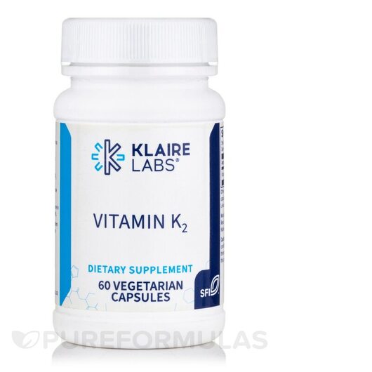 Основне фото товара Klaire Labs, Vitamin K2 50 mcg, Вітамін K2, 60 капсул