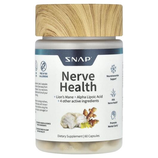 Основне фото товара Snap Supplements, Nerve Health, Підтримка мозку, 60 капсул