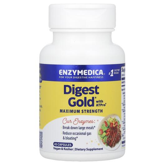 Основне фото товара Enzymedica, Digest Gold with ATPro, Ферменти з ATPro, 45 капсул