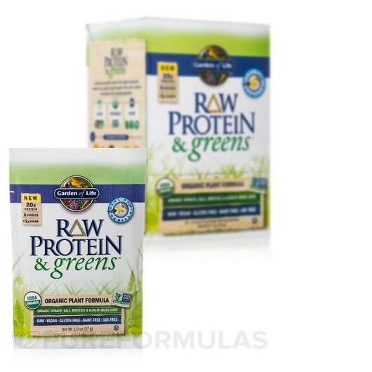 Основне фото товара Raw Protein and Greens Vanilla Tray 10 Packets, Органічний Протеї