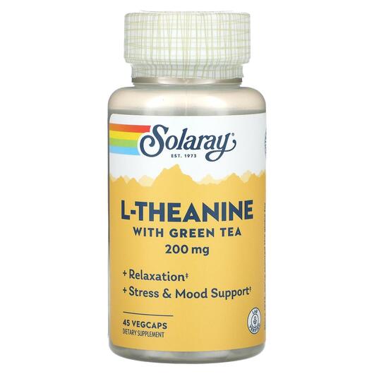 Основне фото товара L-Theanine With Green Tea 200 mg, Екстракт Зеленого Чаю, 45 капсу