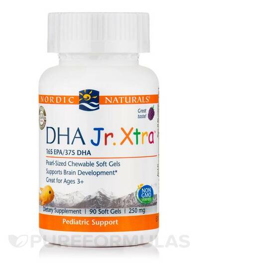 Основне фото товара Nordic Naturals, DHA Jr. Xtra 250 mg Grape, ДГК, 90 капсул
