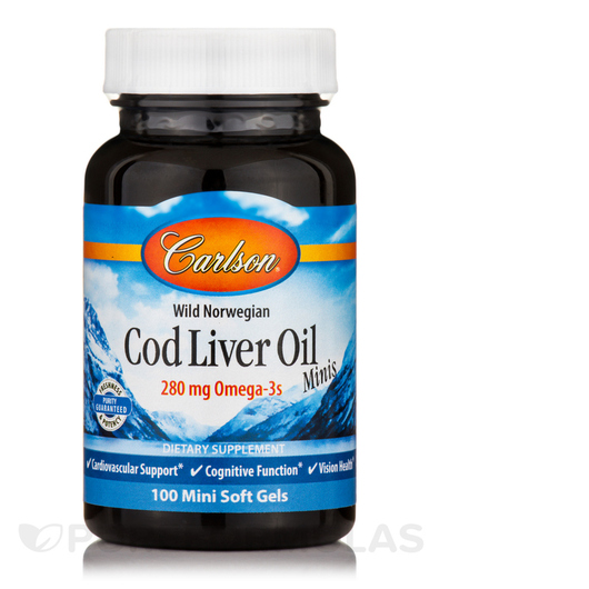 Основне фото товара Cod Liver Oil Minis 280 mg, Олія печінки тріски, 100 Mini Soft Ge
