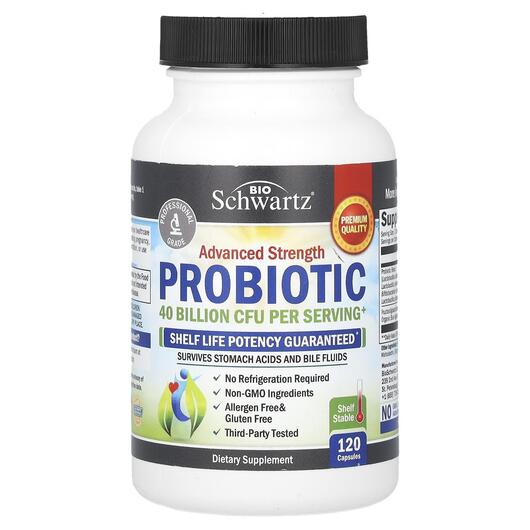Основне фото товара Advanced Strength Probiotic 40 Billion CFU, Пробіотики, 120 капсу