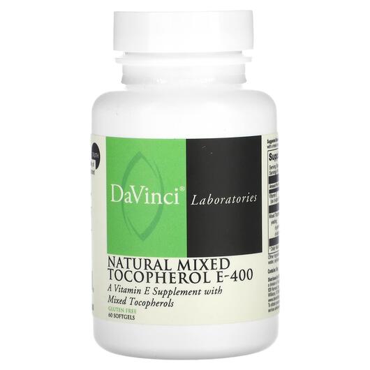 Основне фото товара Natural Mixed Tocopherol E-400, Вітамін E Токофероли, 60 капсул
