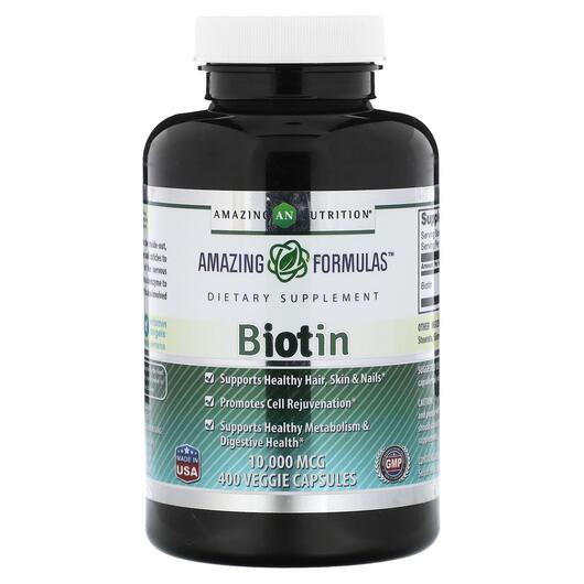 Основное фото товара Витамин B7 Биотин, Biotin 10000 mcg, 400 капсул