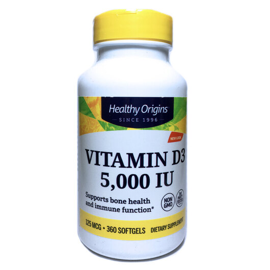 Основне фото товара Vitamin D3 5000 IU, Вітамін D3 5000 МО, 360 капсул