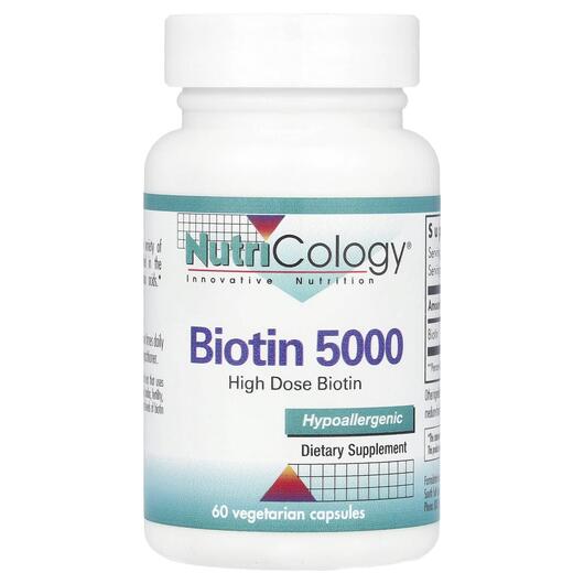 Основне фото товара Nutricology, Biotin 5000, Біотин 5000 мкг, 60 капсул