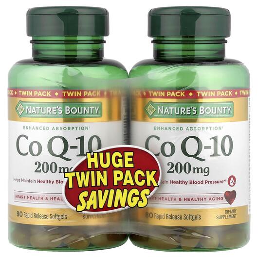 Основне фото товара Nature's Bounty, CoQ-10 200 mg, CoQ-10 200 мг, 80 капсул