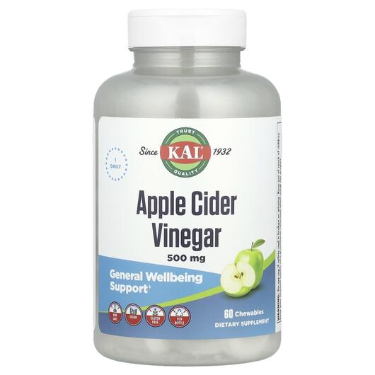 Основне фото товара KAL, Apple Cider Vinegar 500 mg, Яблучний оцет, 60 цукерок