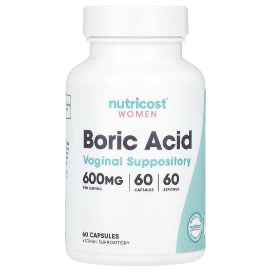 Основне фото товара Women Boric Acid Vaginal Suppository 600, Борна кислота, 60 капсу