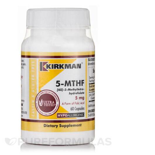 Основне фото товара 5-MTHF [6S]-5-Methyltetrahydrofolate 5 mg, Метилфолат, 60 капсул