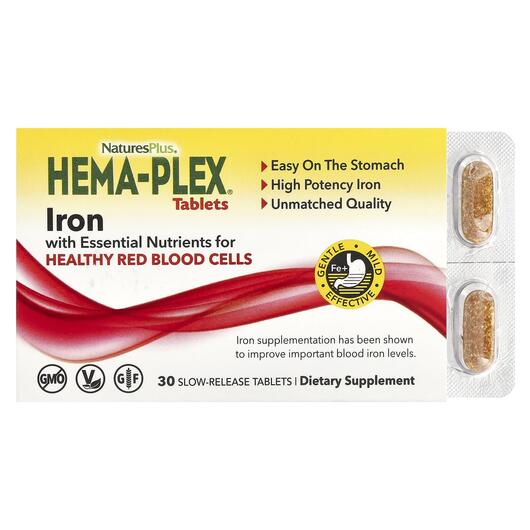 Основне фото товара Natures Plus, Hema-Plex Tablets, Гемаплекс, 30 таблеток