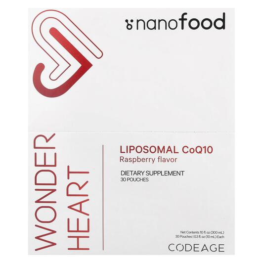 Основне фото товара Wonder Heart Liposomal CoQ10 Raspberry Flavor, Коензим CoQ10, 10 