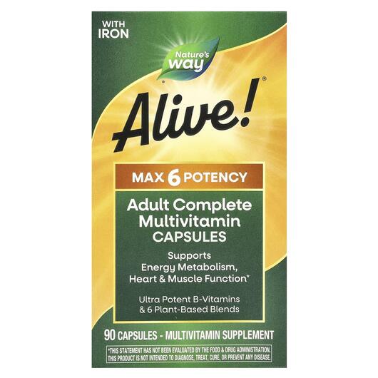 Основне фото товара Nature's Way, Max6 Potency Multi, Мультивітаміни, 90 капсул