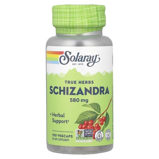 Основне фото товара Solaray, Schizandra 580 mg, Шизандра 580 мг, 100 капсул