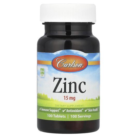 Основне фото товара Carlson, Zinc 15 mg, Цинк 15 мг, 100 таблеток