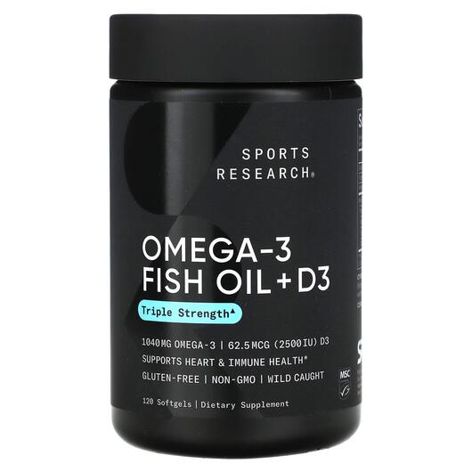 Основне фото товара Omega-3 Fish Oil + D3 Triple Strength 1040 mg, Омега 3, 120 капсу