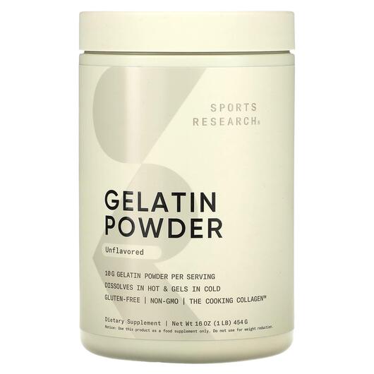 Основне фото товара Sports Research, Gelatin Powder Unflavored, Желатин, 454 г