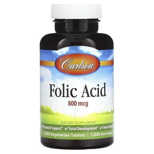 Основне фото товара Folic Acid 800 mcg, Вітамін B9 Фолієва кислота, 1000 таблеток