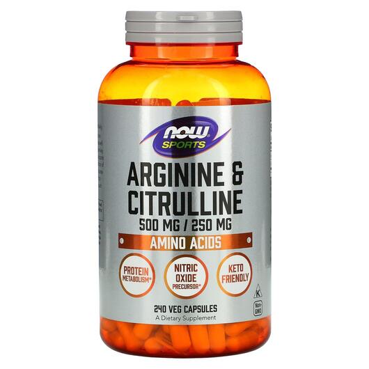 Основне фото товара Sports Arginine & Citrulline, Аргінін та цитрулін, 240 капсул
