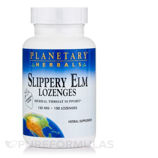 Основне фото товара Slippery Elm Lozenges Strawberry 150 mg, Слизький в'яз, 100 