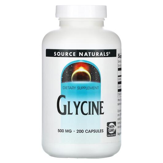 Основне фото товара Source Naturals, Glycine 500 mg 200, Гліцин 500 мг, 200 капсул
