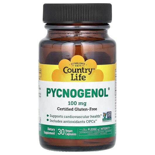 Основне фото товара Country Life, Pycnogenol 100 mg, Пікногенол, 30 капсул