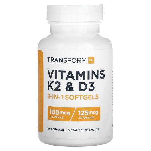 Основне фото товара TransformHQ, Vitamins K2 & D3, Вітаміни, 120 капсул