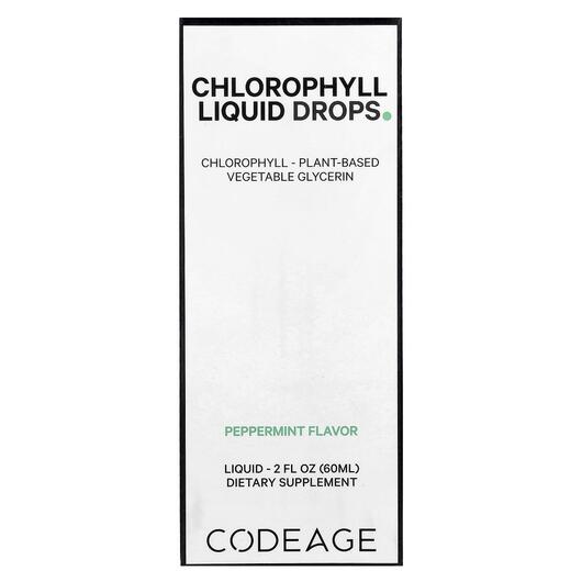 Основне фото товара Vegan Chlorophyll+ Liquid Drops Peppermint 50 mg, Хлорофіл, 60 мл