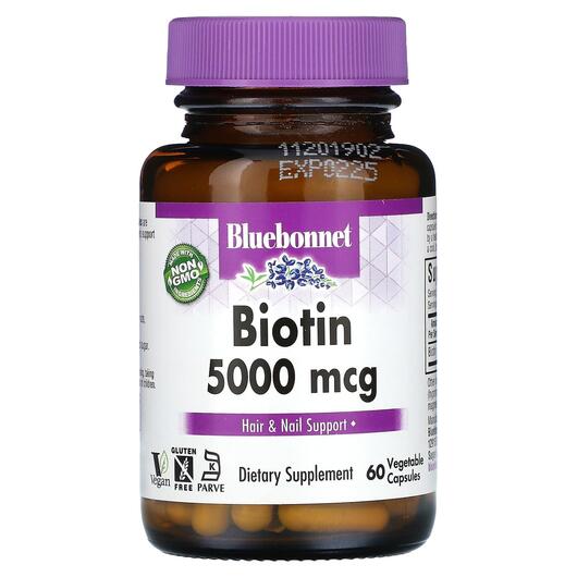 Основне фото товара Biotin 5000 mcg, Вітамін B7 Біотин, 60 капсул
