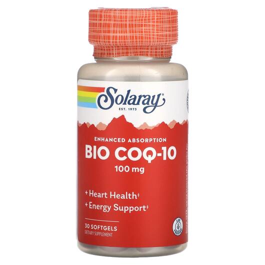 Основне фото товара Solaray, Bio COQ-10 100 mg, Коензим CoQ10, 30 капсул