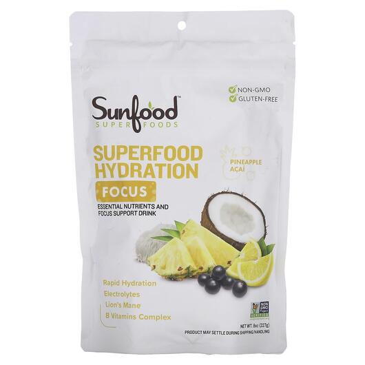 Основне фото товара Superfood Hydration Focus Pineapple Acai, Електроліти, 227 г