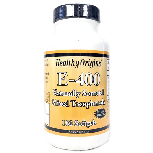 Основне фото товара Healthy Origins, E-400, Вітамін E 400 МО, 180 капсул
