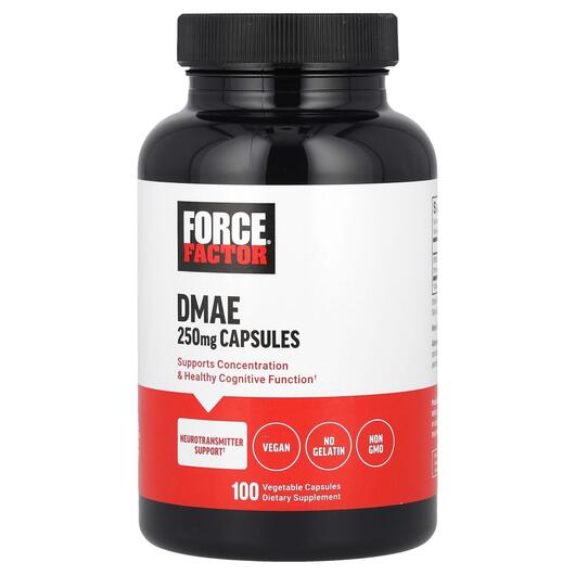 Основне фото товара Force Factor, DMAE 250 mg, Диметиламіноетанол, 100 капсул