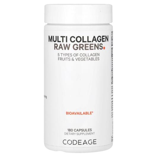Основне фото товара CodeAge, Nature Multi Collagen Raw Greens, Колаген, 180 капсул