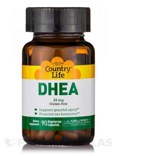 Основне фото товара Country Life, DHEA 25 mg, Дегідроепіандростерон, 90 капсул