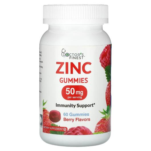 Основне фото товара Doctor's Finest, Zinc Gummies Berry 25 mg, Цинк, 60 таблеток