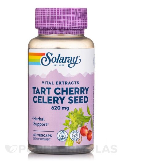 Основне фото товара Tart Cherry Celery Seed 620 mg, Екстракт вишні, 60 капсул