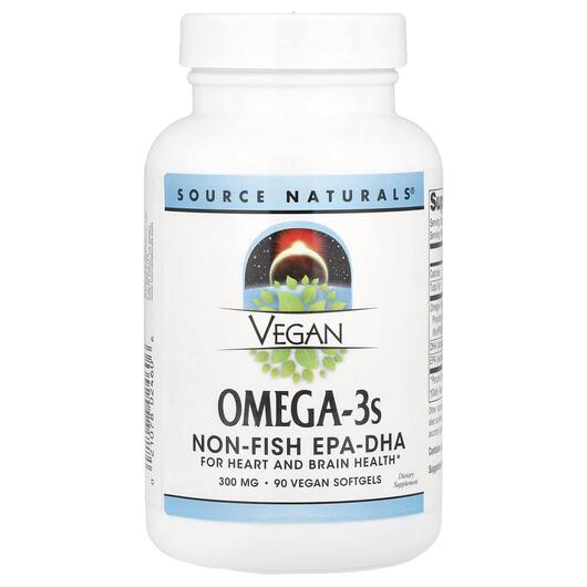 Основне фото товара Source Naturals, Vegan Omega-3s 600 mg, Омега 3, 90 капсул