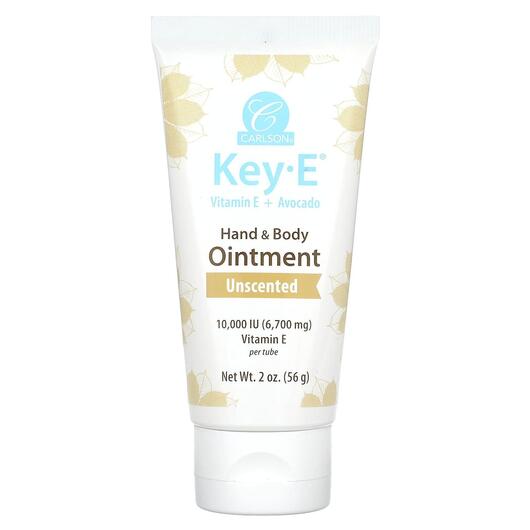 Основне фото товара Carlson, Key-E Ointment Unscented, Крем з вітаміном E, 56 г