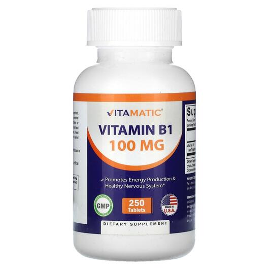 Основне фото товара Vitamatic, Vitamin B1 100 mg, Вітамін B1 Тіамін, 250 таблеток