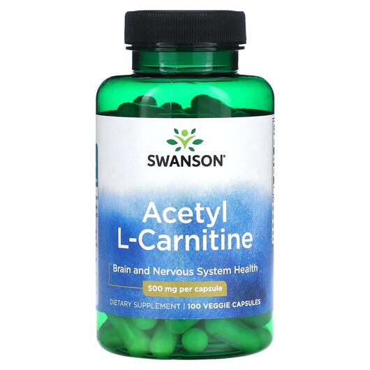 Основне фото товара Swanson, Acetyl L-Carnitine 500 mg, L-Карнітин, 100 капсул
