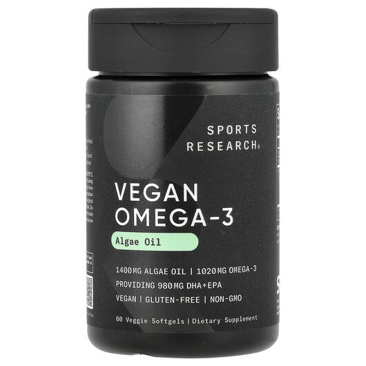 Основне фото товара Sports Research, Vegan Omega-3, Веганська Омега-3, 60 капсул