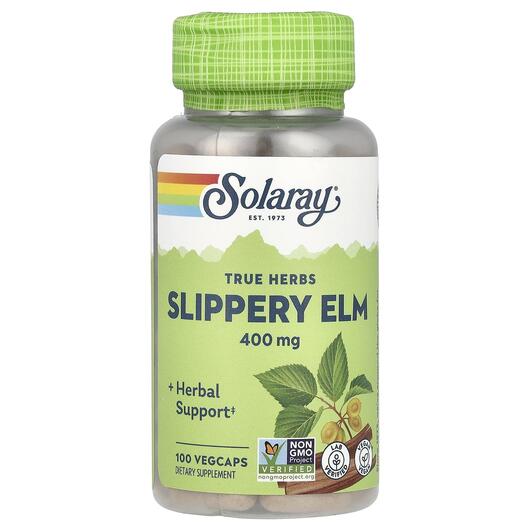 Основне фото товара Solaray, Slippery Elm 400 mg, Слизький в'яз 400 мг, 100 капс