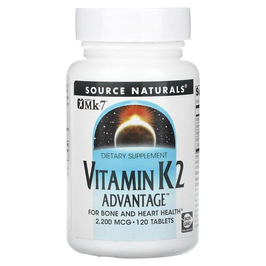 Основне фото товара Vitamin K2 Advantage 2200 mcg, Вітамін K Філохінон, 120 таблеток