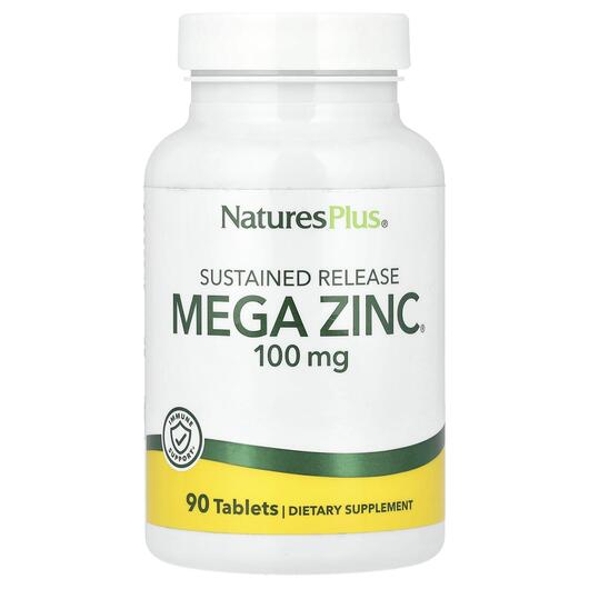 Основне фото товара Natures Plus, Mega Zinc 100 mg, Мега Цинк 100 мг, 90 таблеток