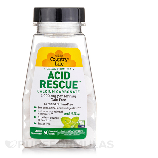 Основне фото товара Acid Rescue Calcium Carbonate Mint Flavor, Кальцій, 60 таблеток